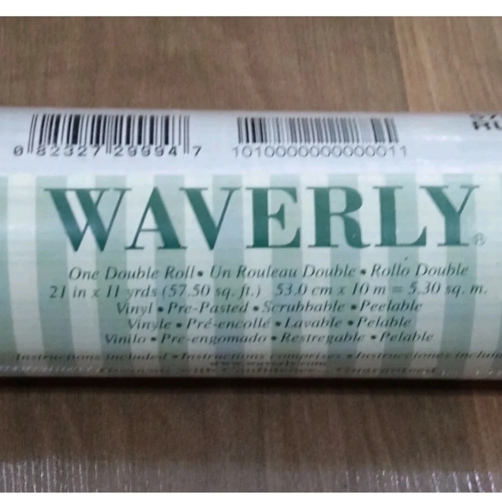 Waverly Cream/Green/Red Stripe Wallpaper Double Roll (1)